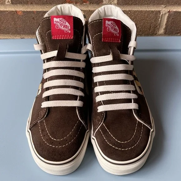 Vans Expresso Brown & White Checkerboard High Top Skateboard Sneakers - Picture 2 of 9